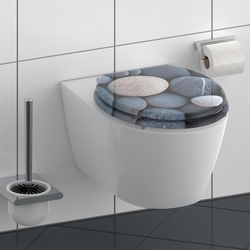 WC-Sitz 'Grey Stones' mit Absenkautomatik Holzkern