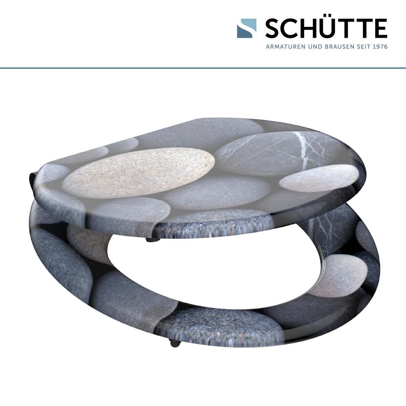 WC-Sitz 'Grey Stones' mit Absenkautomatik Holzkern