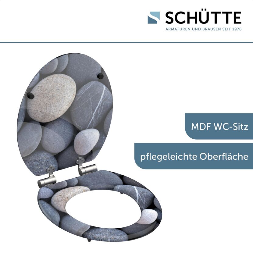 WC-Sitz 'Grey Stones' mit Absenkautomatik Holzkern