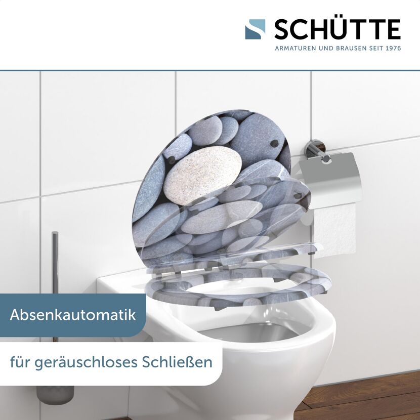 WC-Sitz 'Grey Stones' mit Absenkautomatik Holzkern