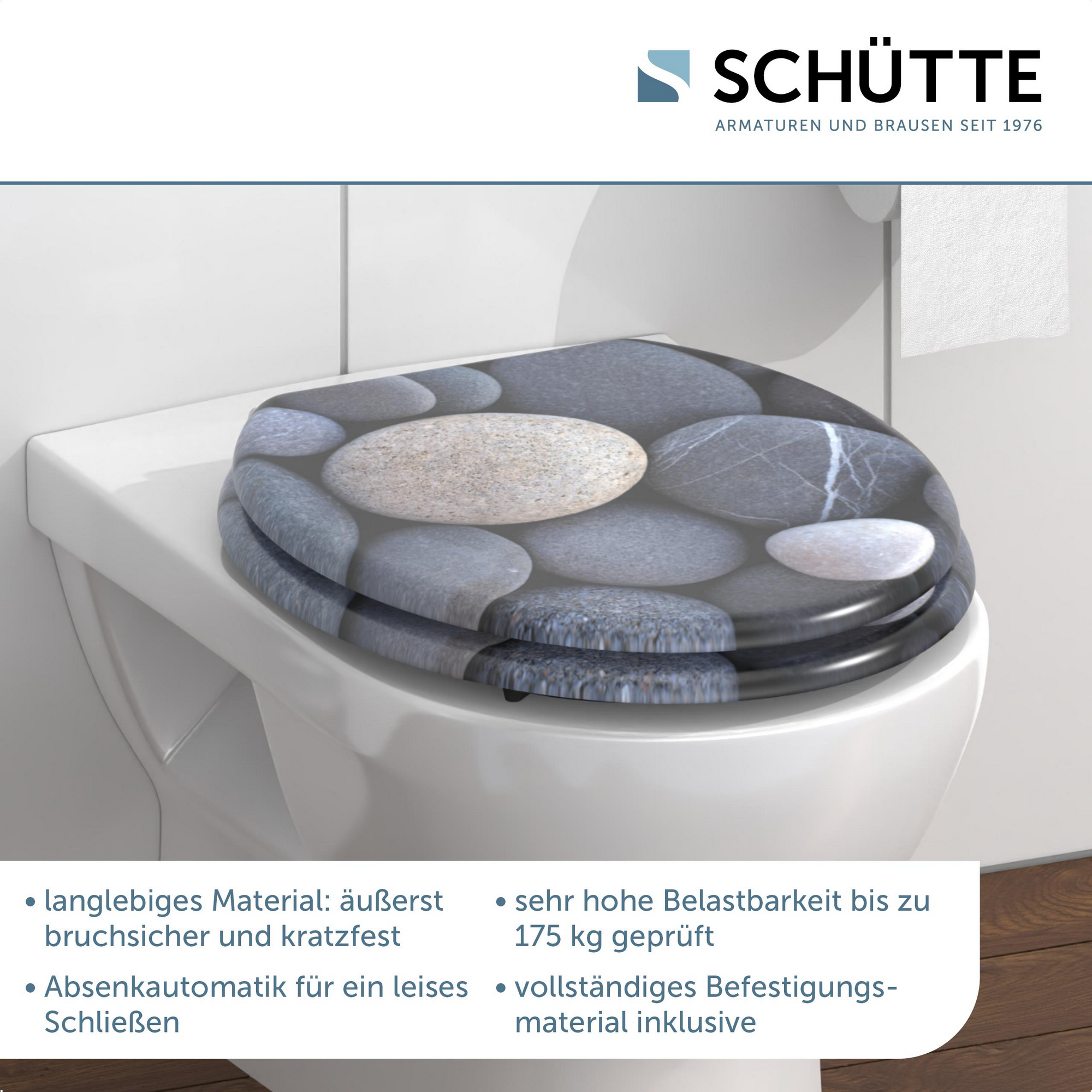 WC-Sitz 'Grey Stones' mit Absenkautomatik grau 37,5 x 43,5 cm + product picture