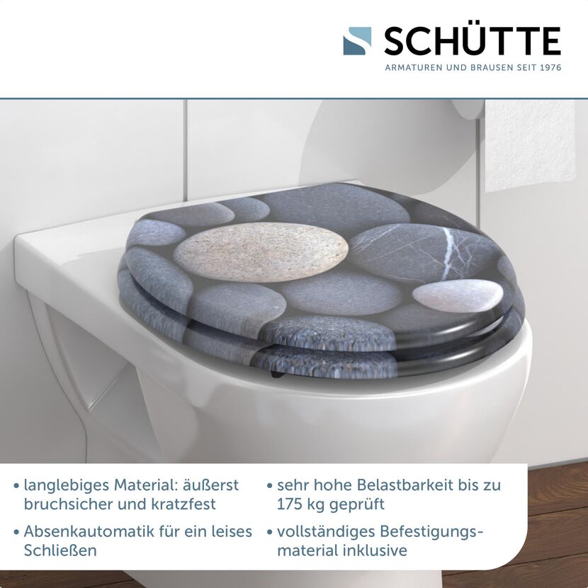 WC-Sitz 'Grey Stones' mit Absenkautomatik Holzkern