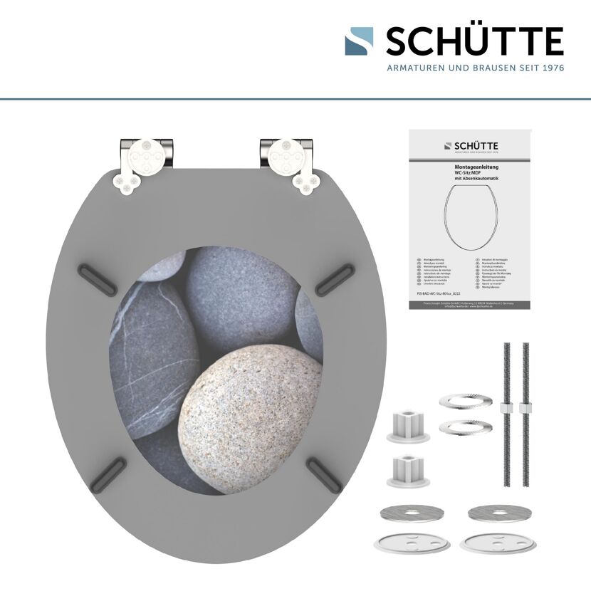 WC-Sitz 'Grey Stones' mit Absenkautomatik Holzkern