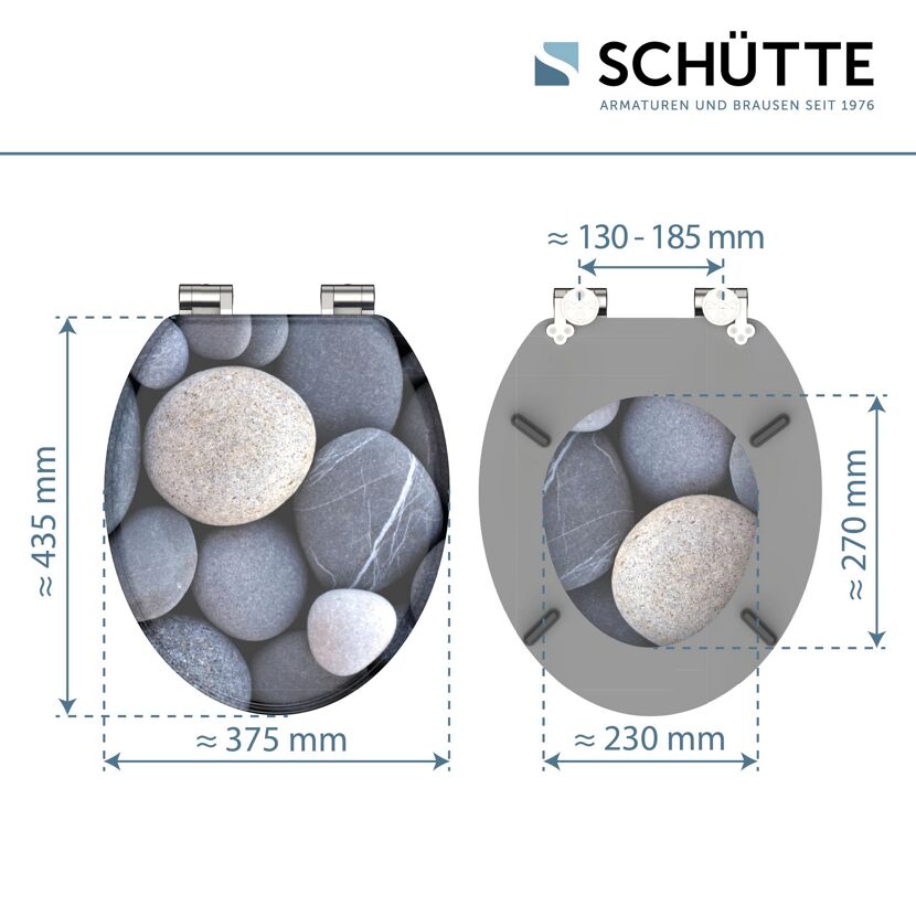 WC-Sitz 'Grey Stones' mit Absenkautomatik Holzkern