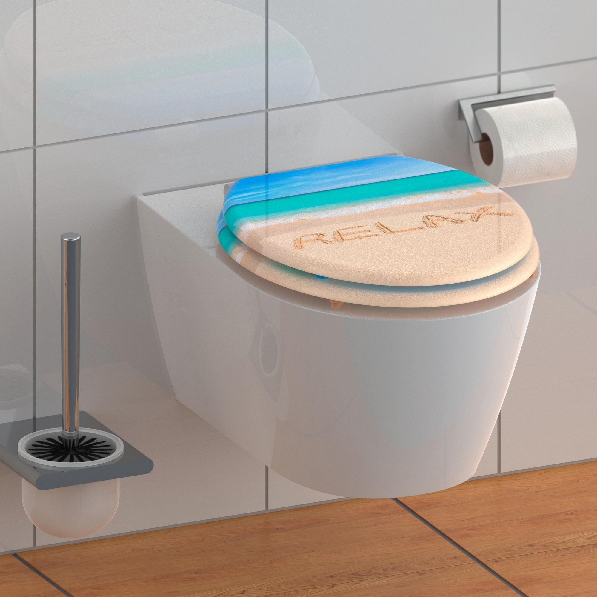 WC-Sitz 'Relax' mit Absenkautomatik blau/beige 37,5 x 43,5 cm + product picture