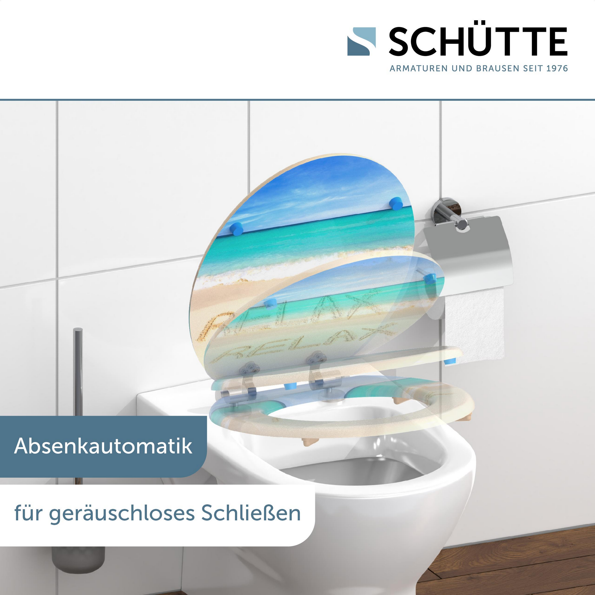 WC-Sitz 'Relax' mit Absenkautomatik blau/beige 37,5 x 43,5 cm + product picture