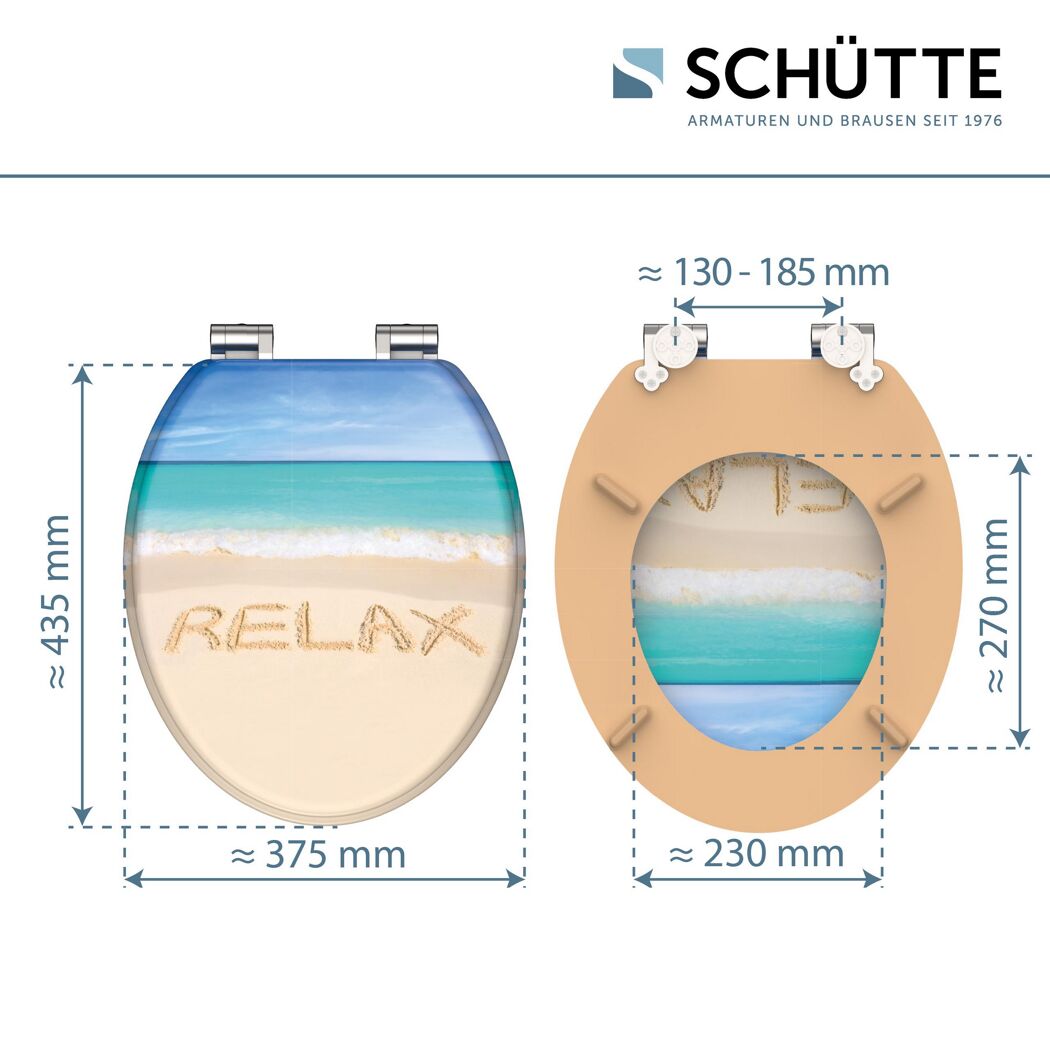 WC-Sitz mit Strandmotiv und Aufschrift "Relax"