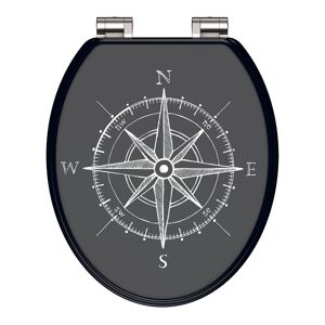 WC-Sitz 'Compass' mit Absenkautomatik schwarz/weiß 37,5 x 43,5 cm