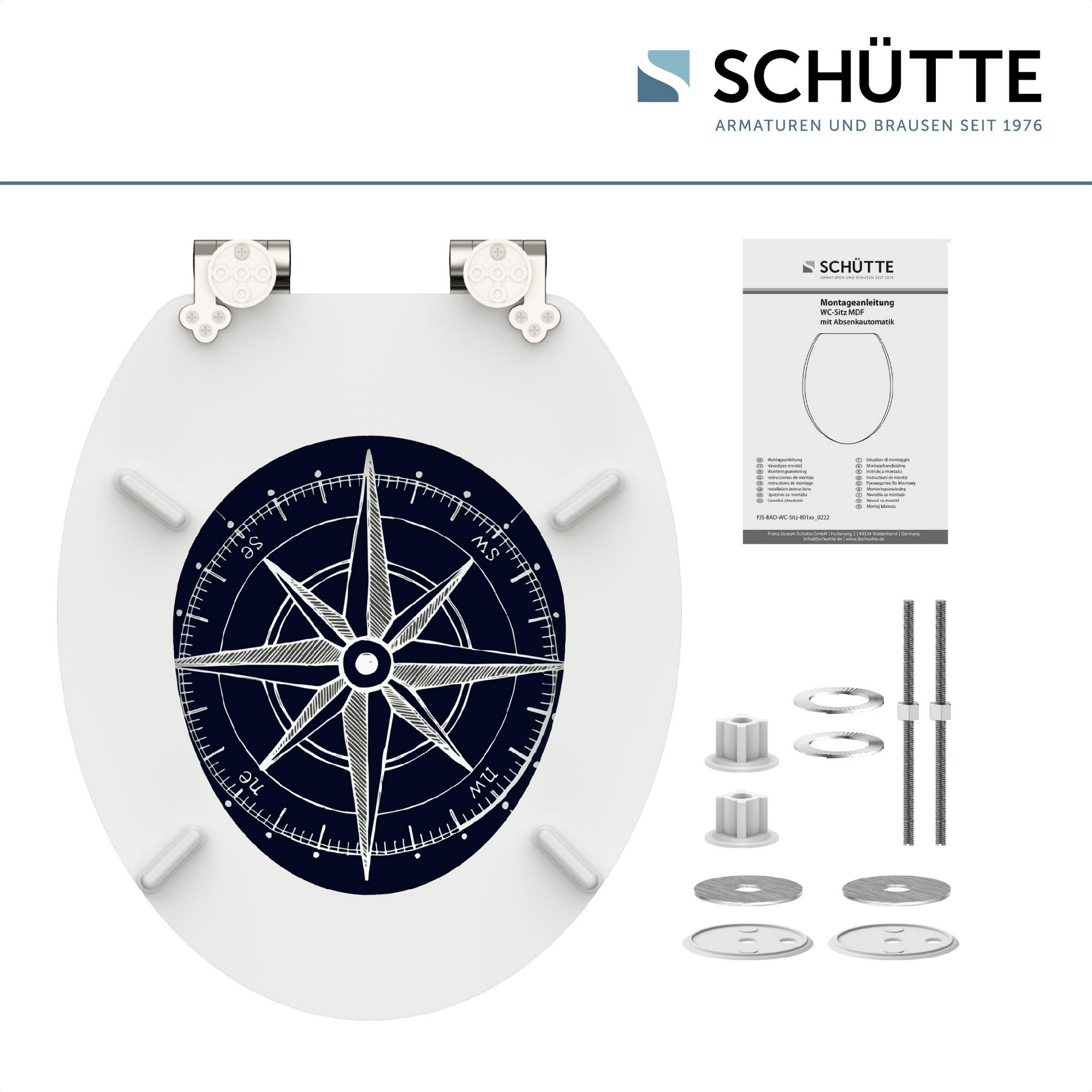 WC-Sitz 'Compass' mit Absenkautomatik schwarz/weiß 37,5 x 43,5 cm + product picture