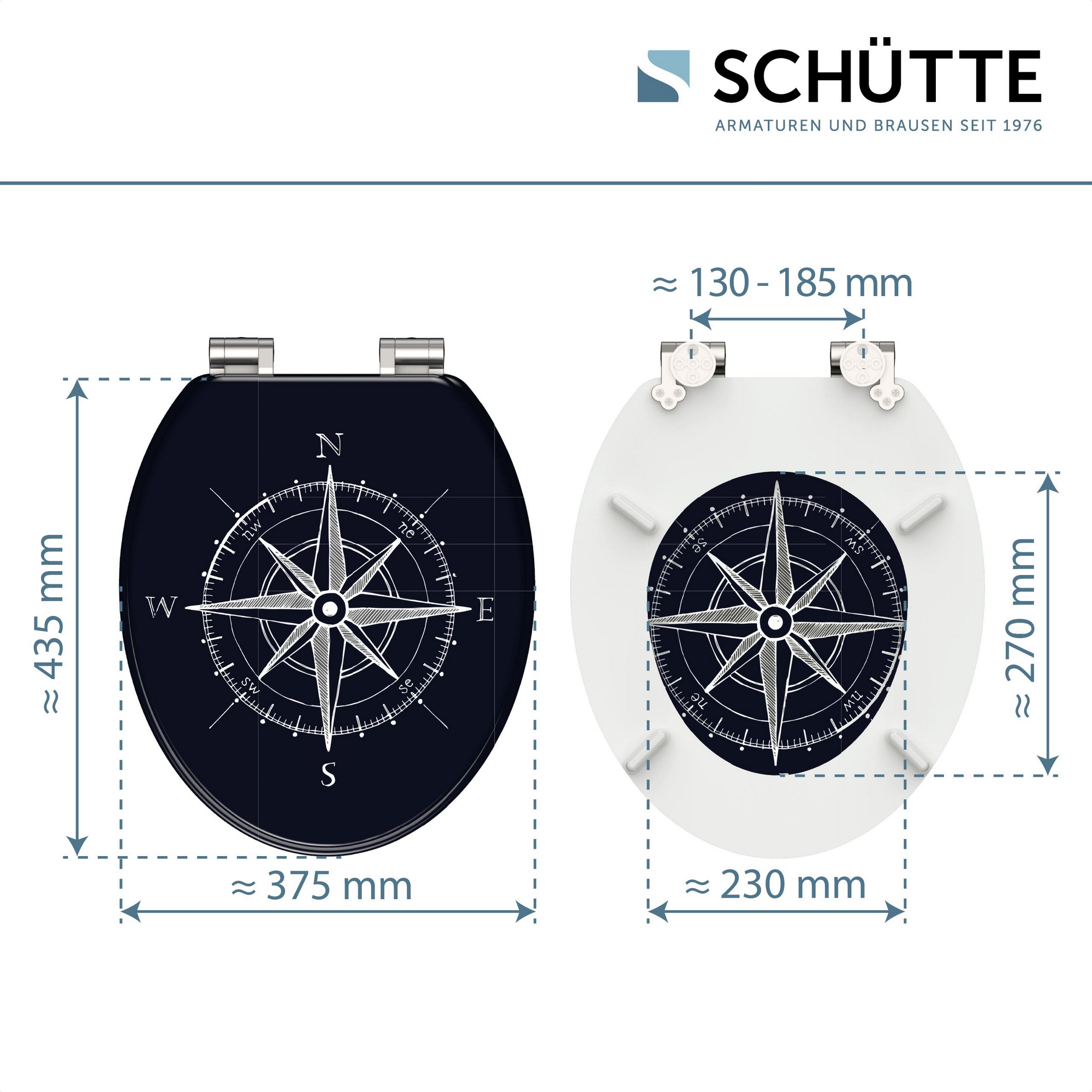 WC-Sitz 'Compass' mit Absenkautomatik schwarz/weiß 37,5 x 43,5 cm + product picture