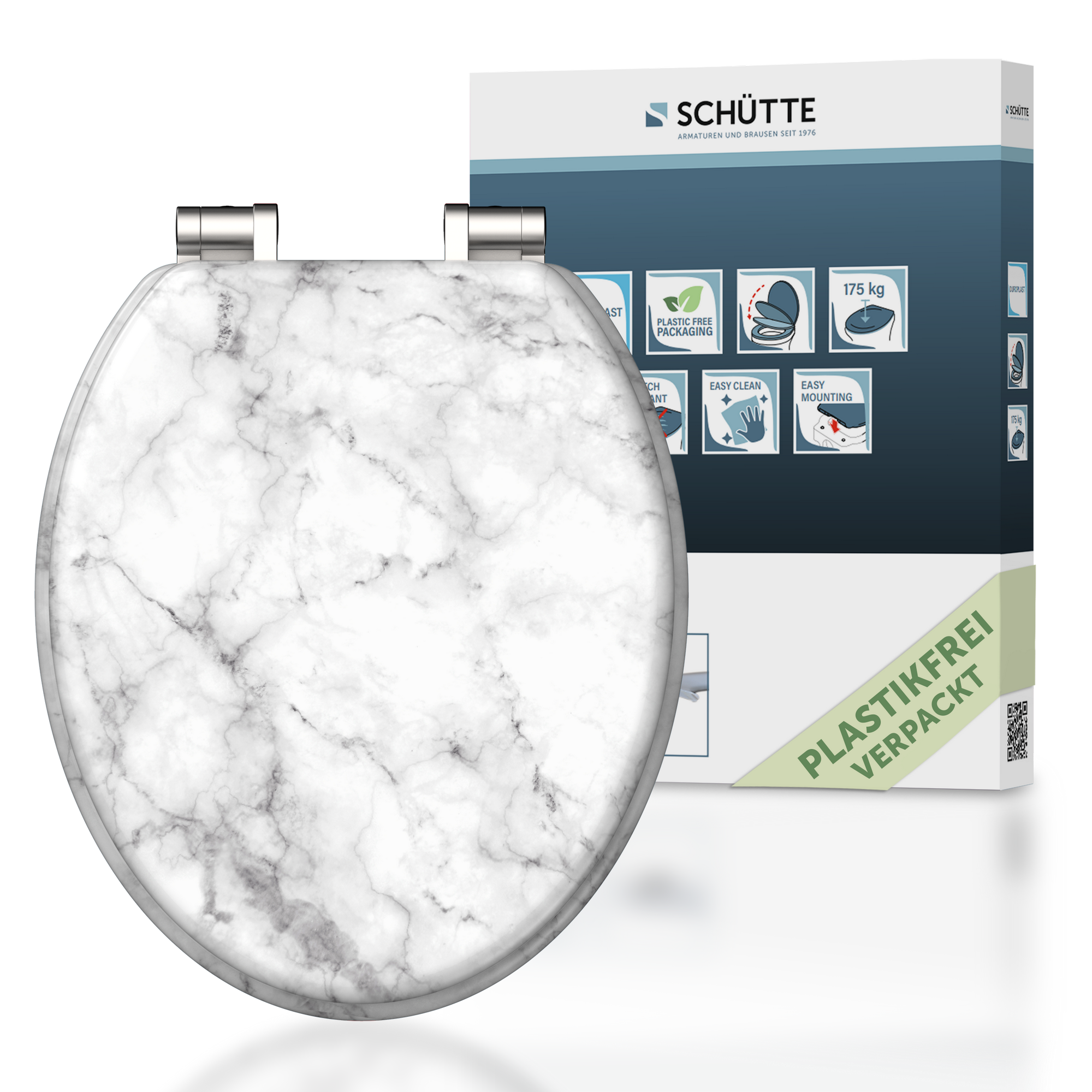 WC-Sitz 'Marmor Stone' mit Absenkautomatik Holzkern
