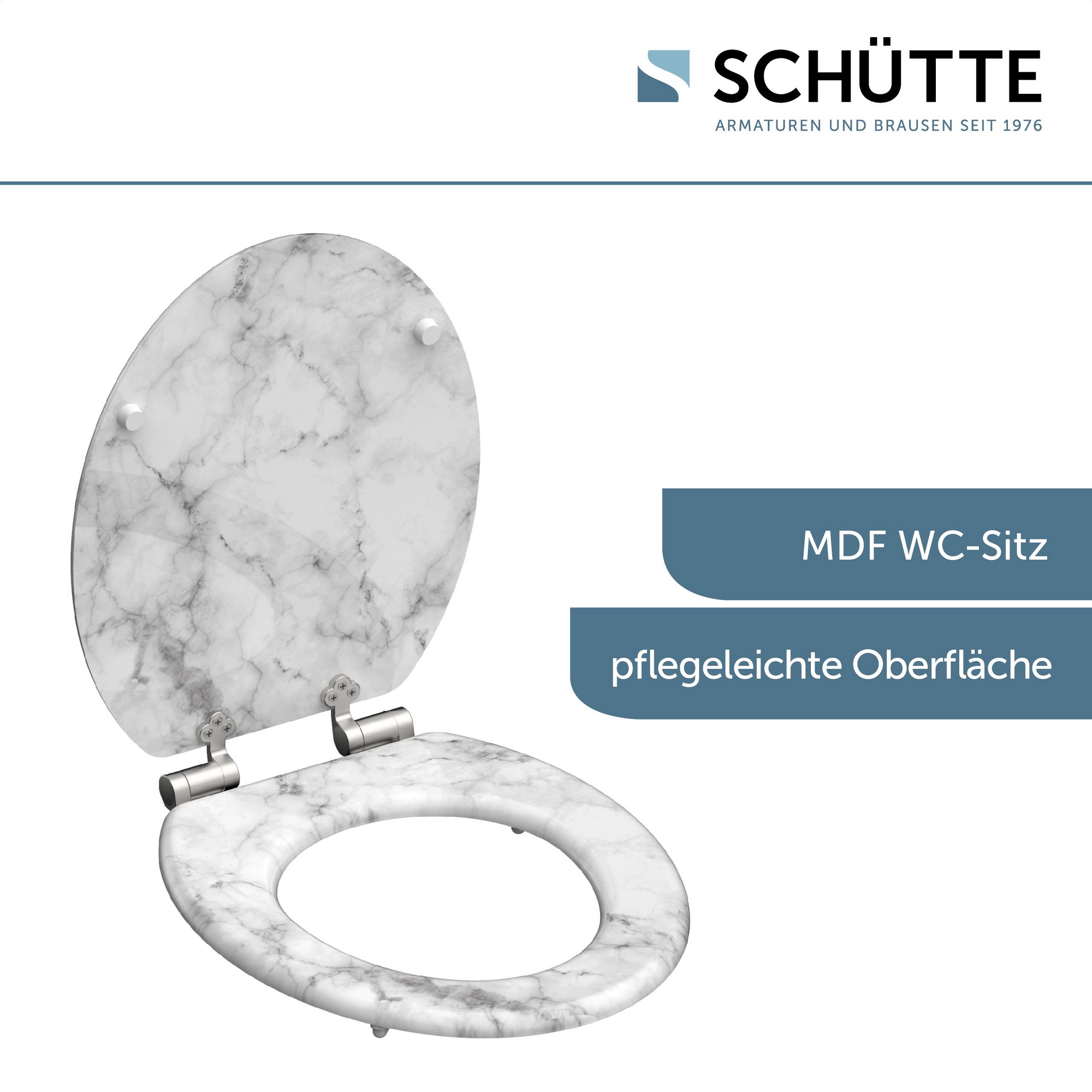 WC-Sitz 'Marmor Stone' mit Absenkautomatik weiß/grau 37,5 x 43,5 cm + product picture