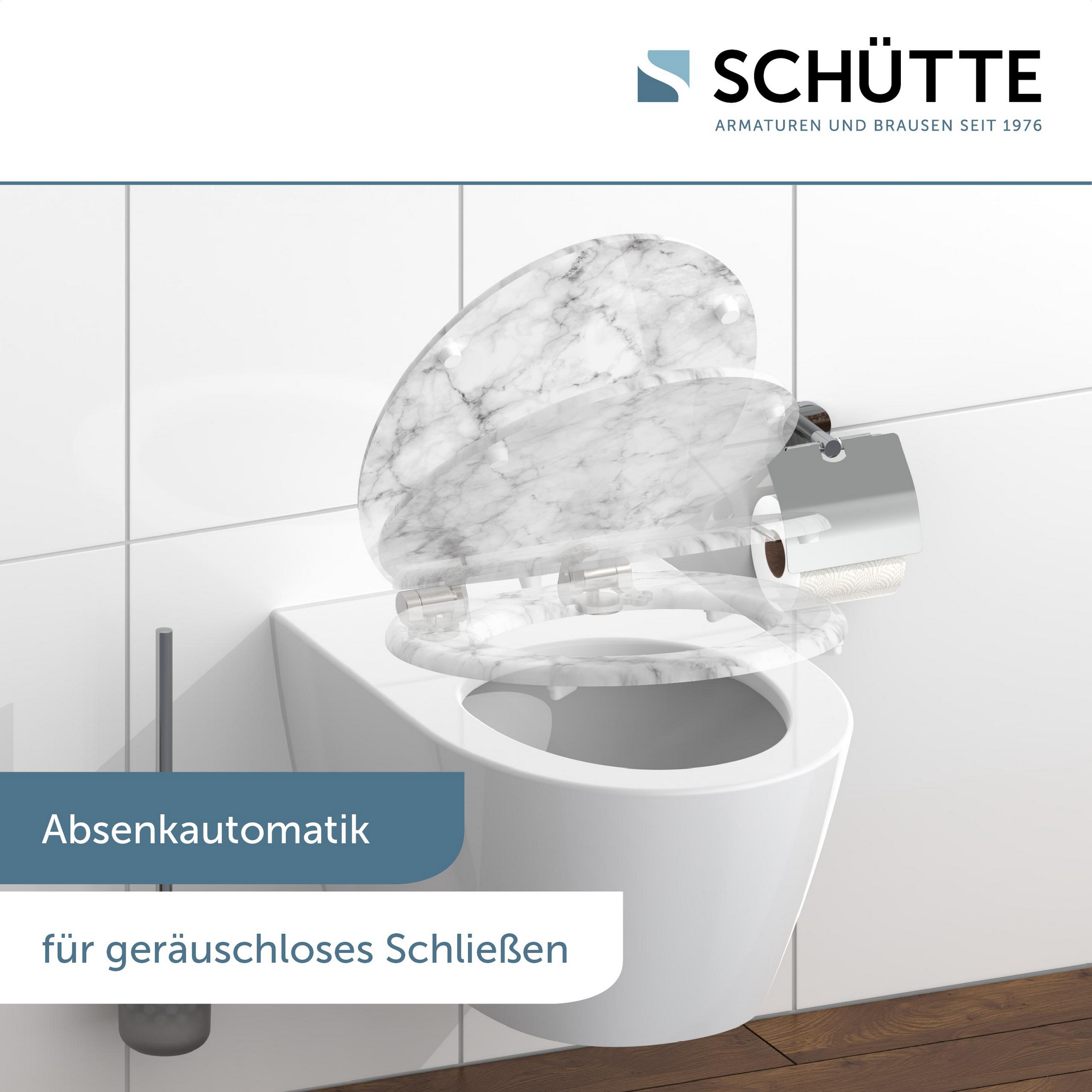WC-Sitz 'Marmor Stone' mit Absenkautomatik weiß/grau 37,5 x 43,5 cm + product picture