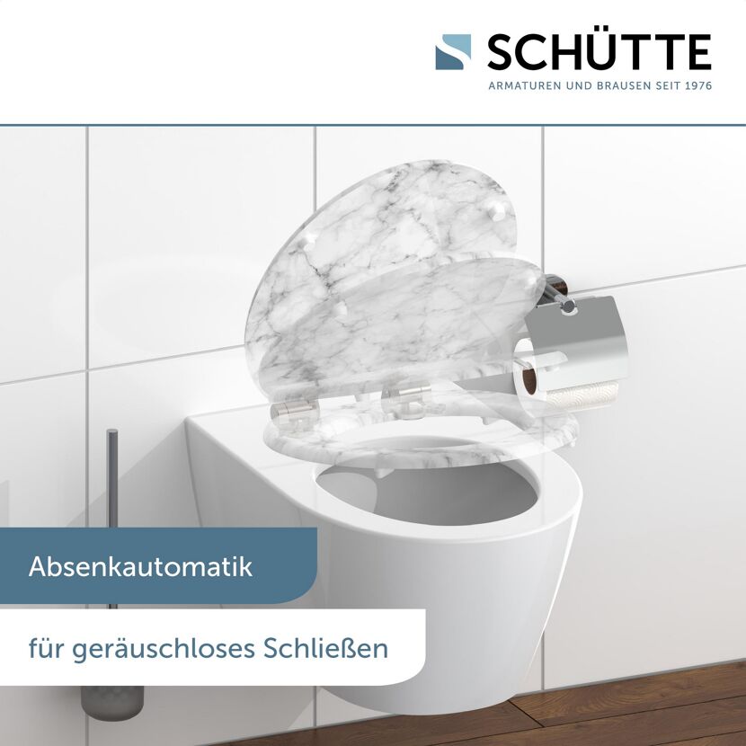 WC-Sitz 'Marmor Stone' mit Absenkautomatik Holzkern