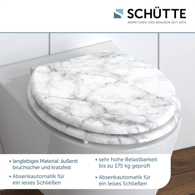 WC-Sitz 'Marmor Stone' mit Absenkautomatik Holzkern