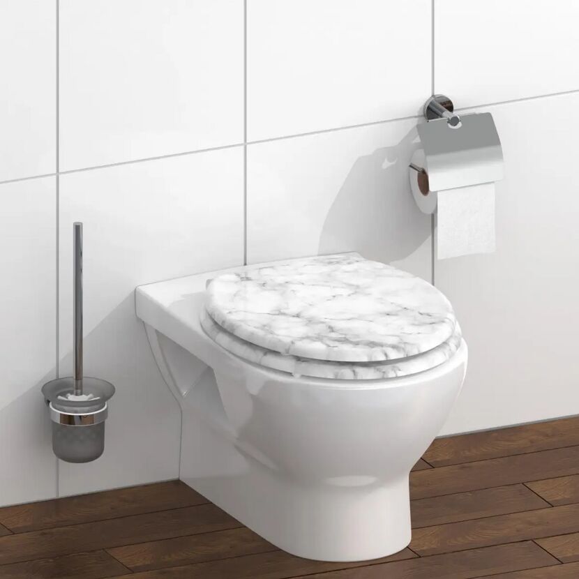 WC-Sitz 'Marmor Stone' mit Absenkautomatik Holzkern