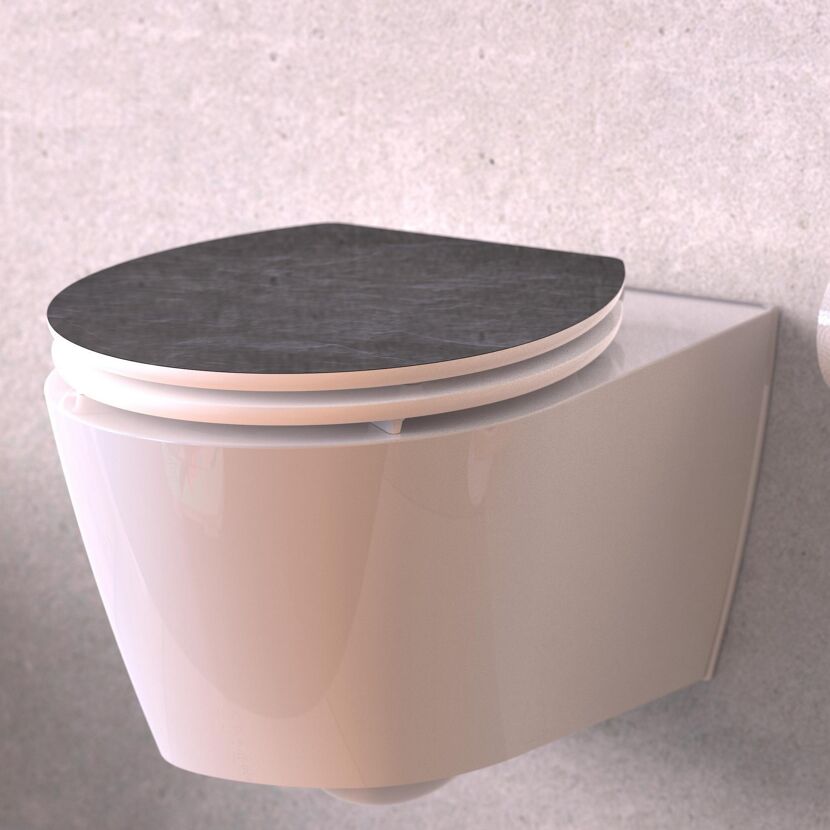 Hängendes WC mit dunkelgrauem WC-Sitz
