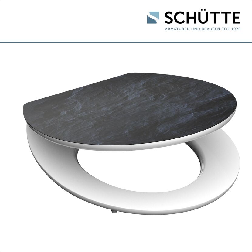 WC-Sitz weiß mit schwarzer Marmor-Optik
