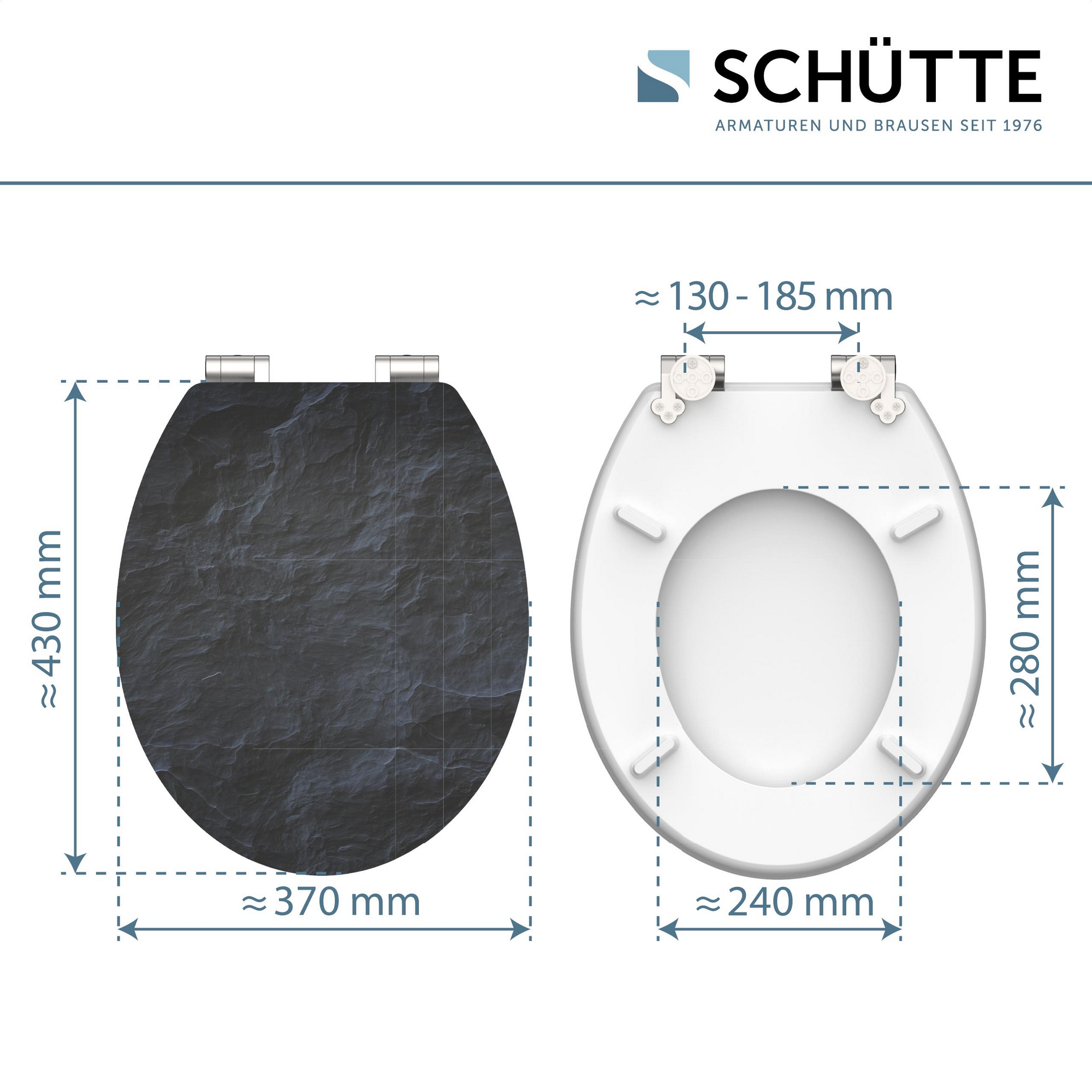 WC-Sitz 'Black Stone HG' mit Absenkautomatik schwarz 37 x 43 cm + product picture