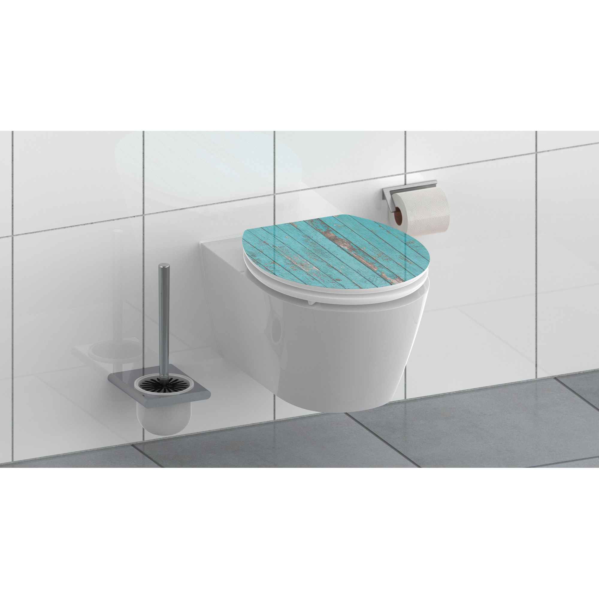 WC-Sitz 'Blue Wood HG' mit Absenkautomatik blau 37 x 43 cm + product picture