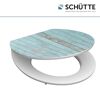 WC-Sitz mit hellblauem Holzdekor
