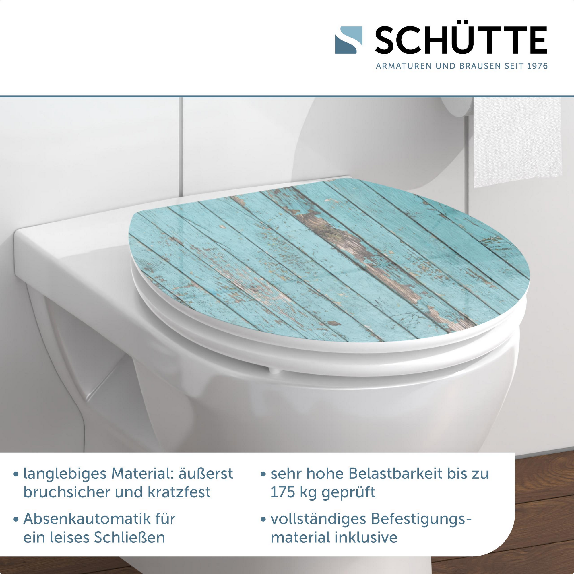 WC-Sitz 'Blue Wood HG' mit Absenkautomatik blau 37 x 43 cm + product picture