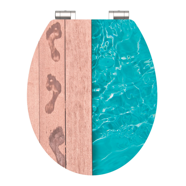 Bild von WC-Sitz 'Poolside HG' mit Absenkautomatik blau/braun 37 x 43 cm