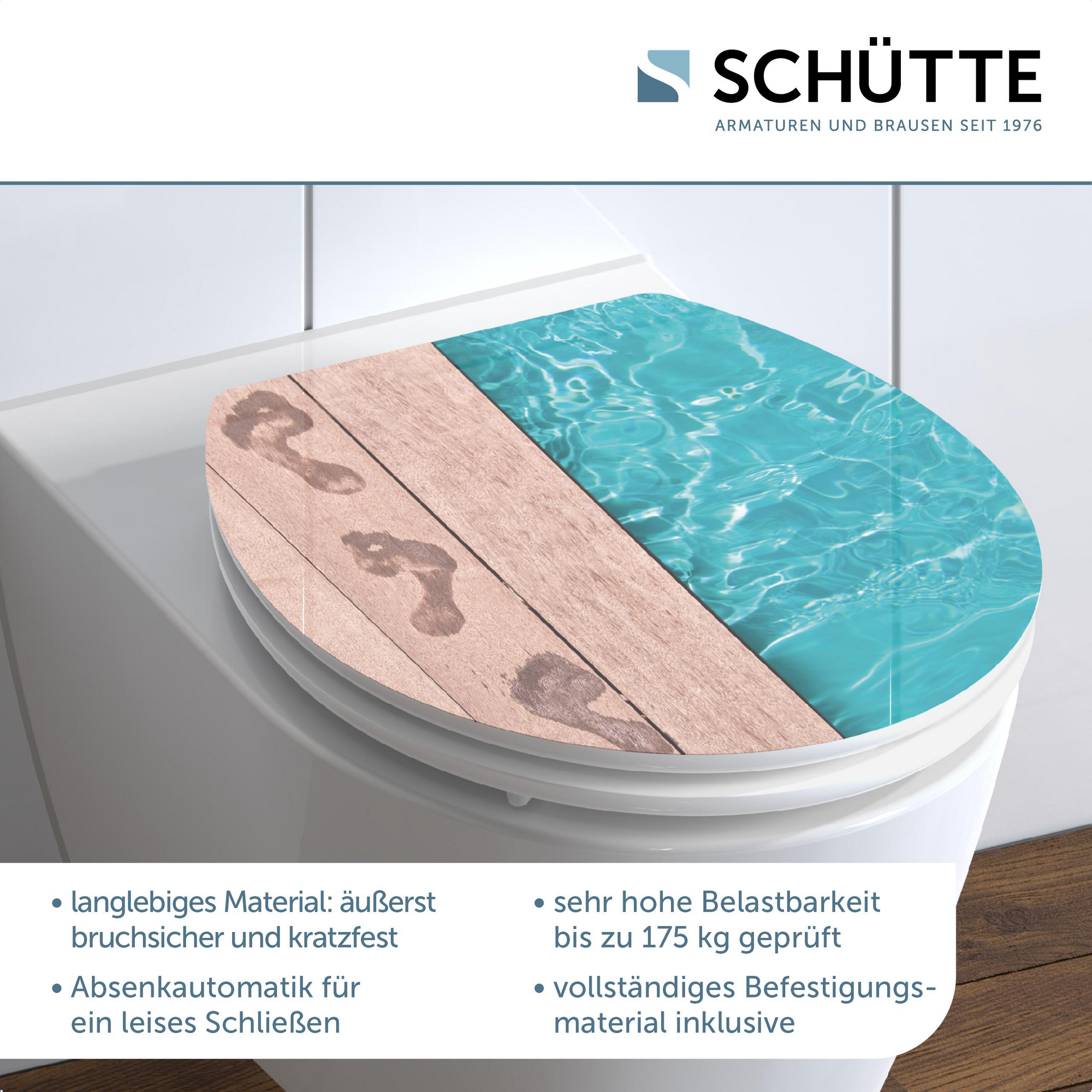 WC-Sitz 'Poolside HG' mit Absenkautomatik blau/braun 37 x 43 cm + product picture