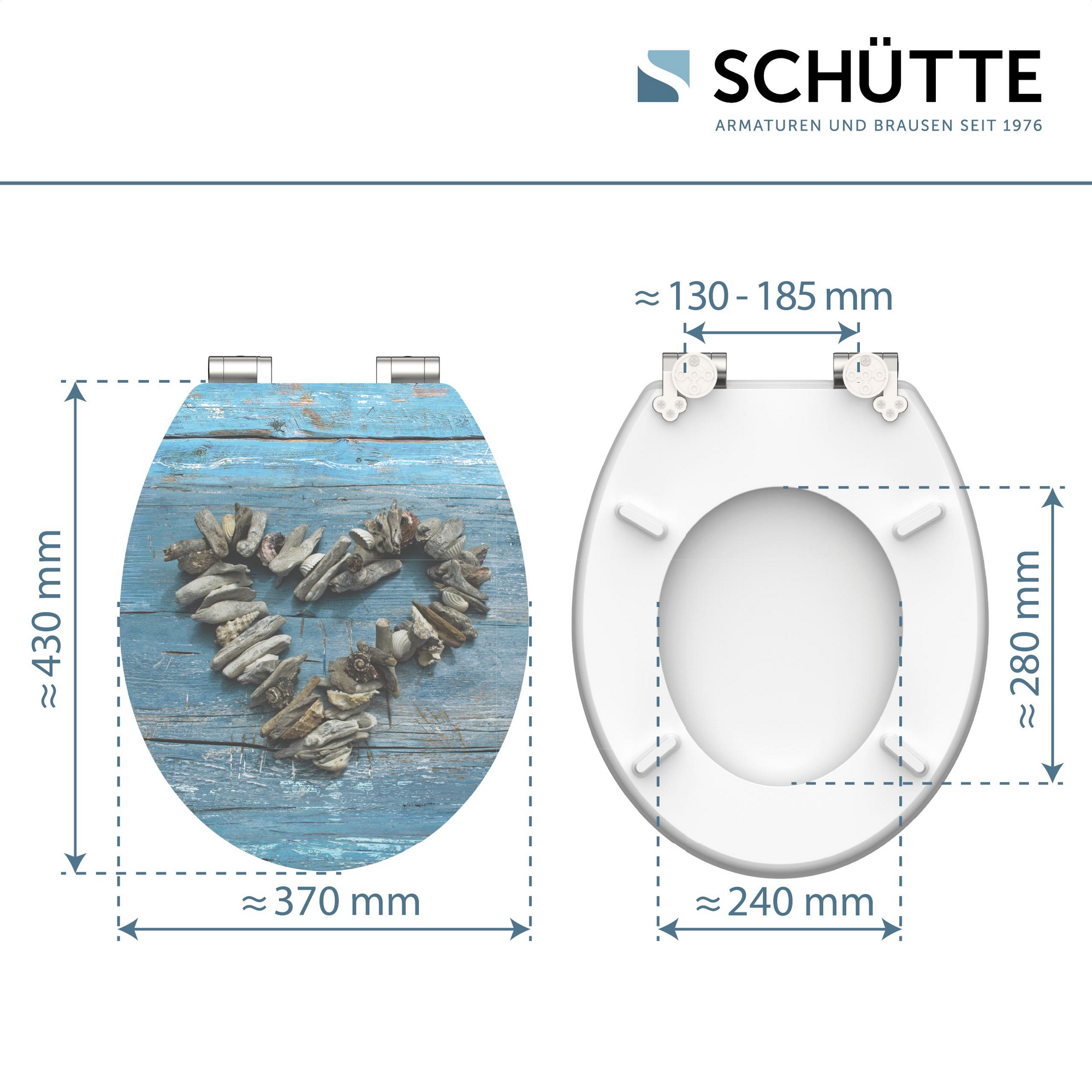 WC-Sitz 'Shell Heart HG' mit Absenkautomatik blau/grau 37 x 43 cm + product picture