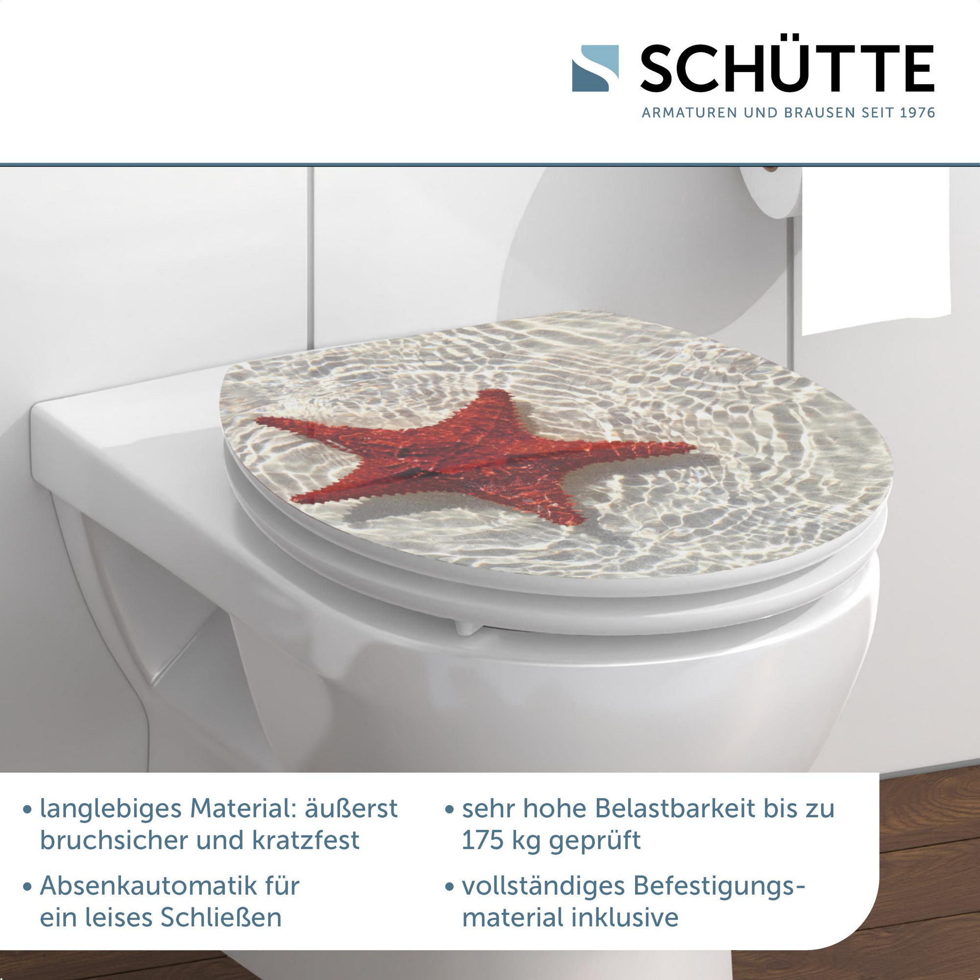 WC-Sitz 'Red Starfish HG' mit Absenkautomatik beige/rot 37 x 43 cm + product picture