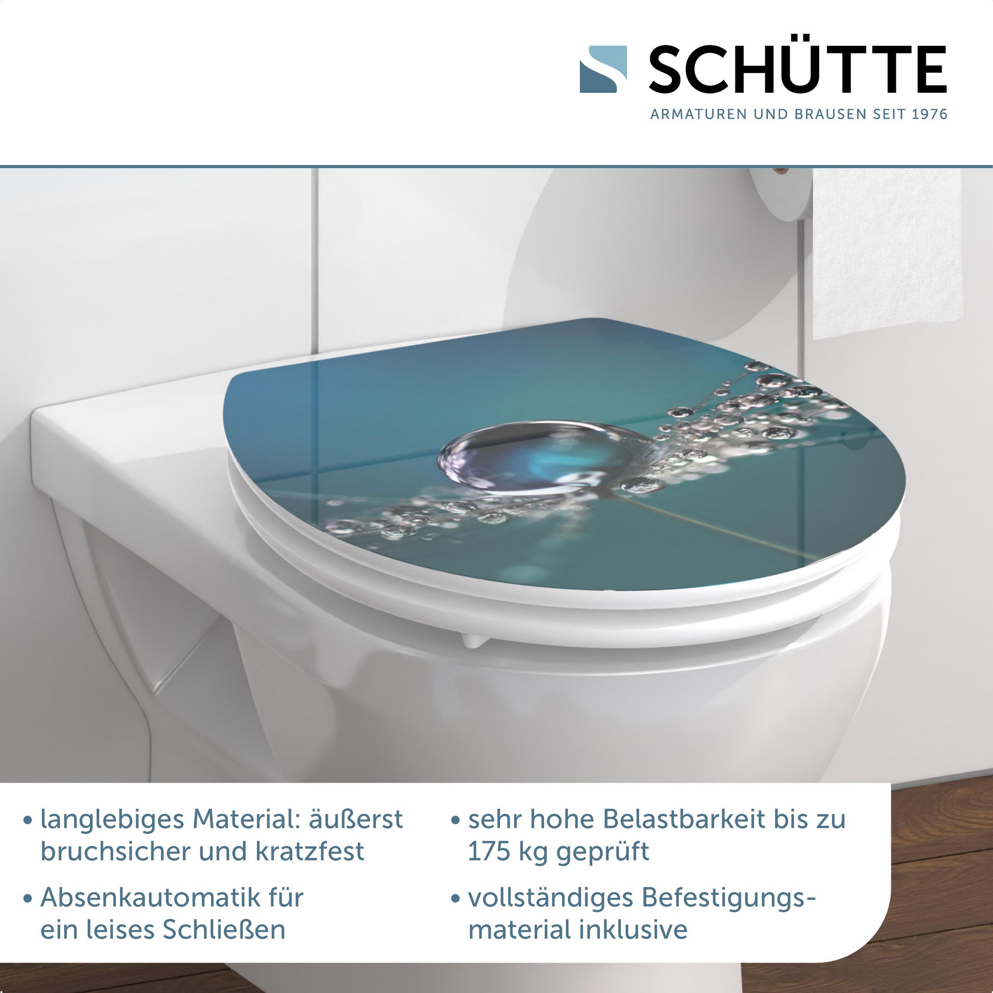 WC-Sitz 'Water Drop HG' mit Absenkautomatik blau 37 x 43 cm + product picture