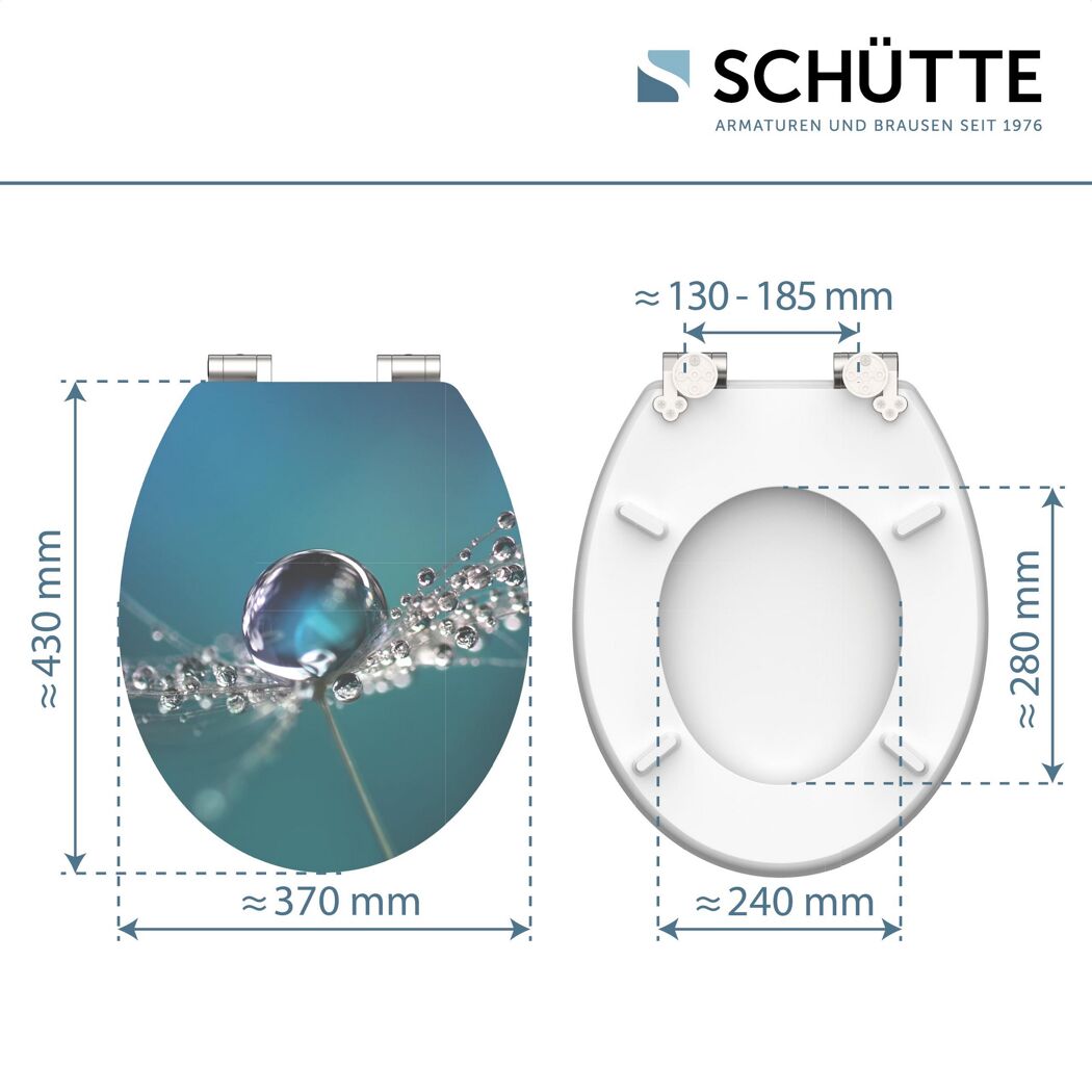 WC-Sitz WATER DROP mit Maßen