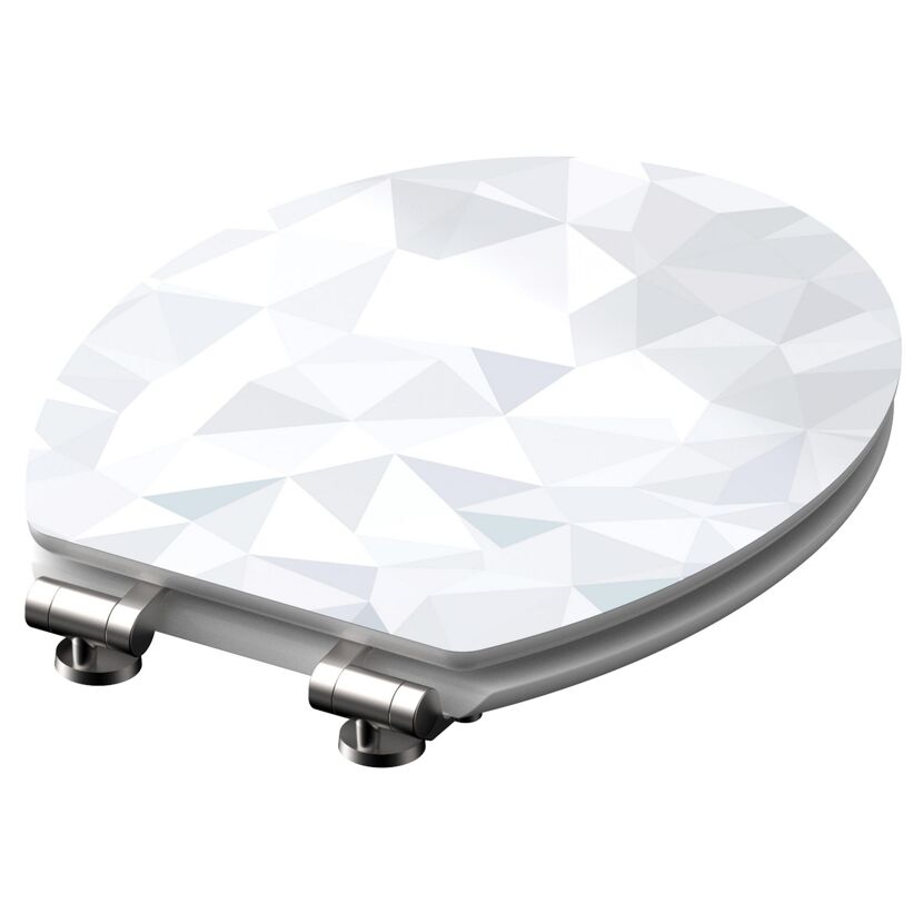 Weißer WC-Sitz DIAMOND mit geometrischem Muster