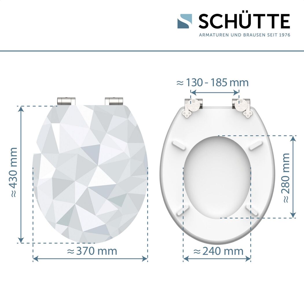 WC-Sitz DIAMOND mit Maßen