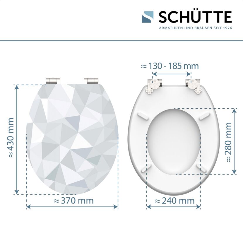 WC-Sitz DIAMOND mit Maßen