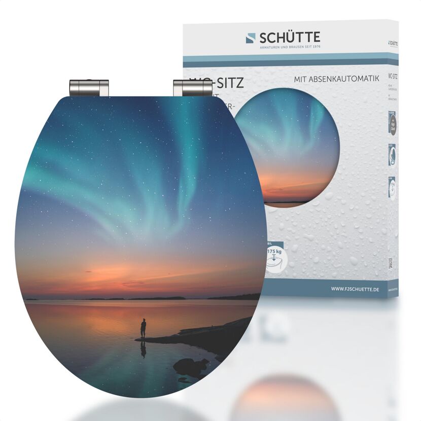WC-Sitz mit Polarlicht-Motiv