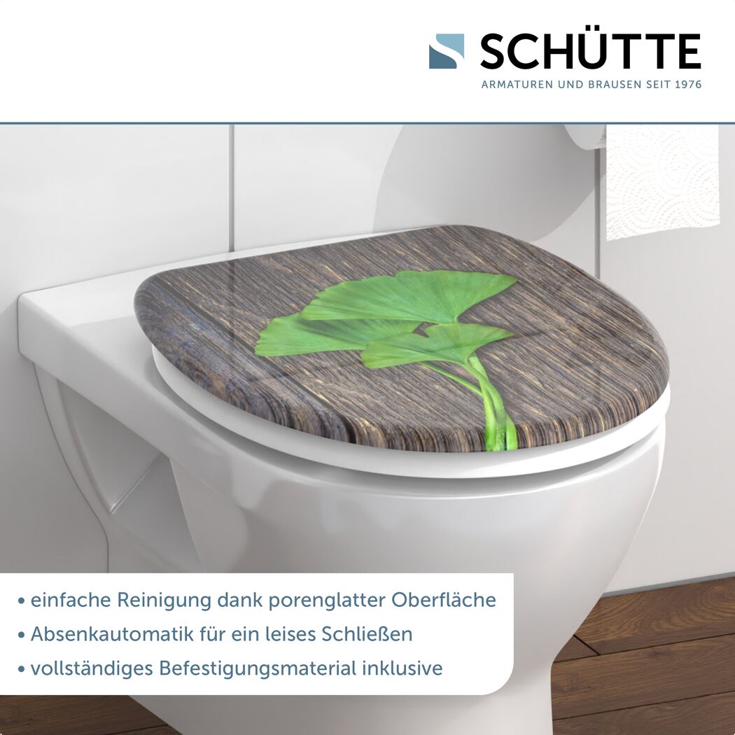 WC-Sitz 'Ginkgo and Wood' mit Absenkautomatik Duroplast