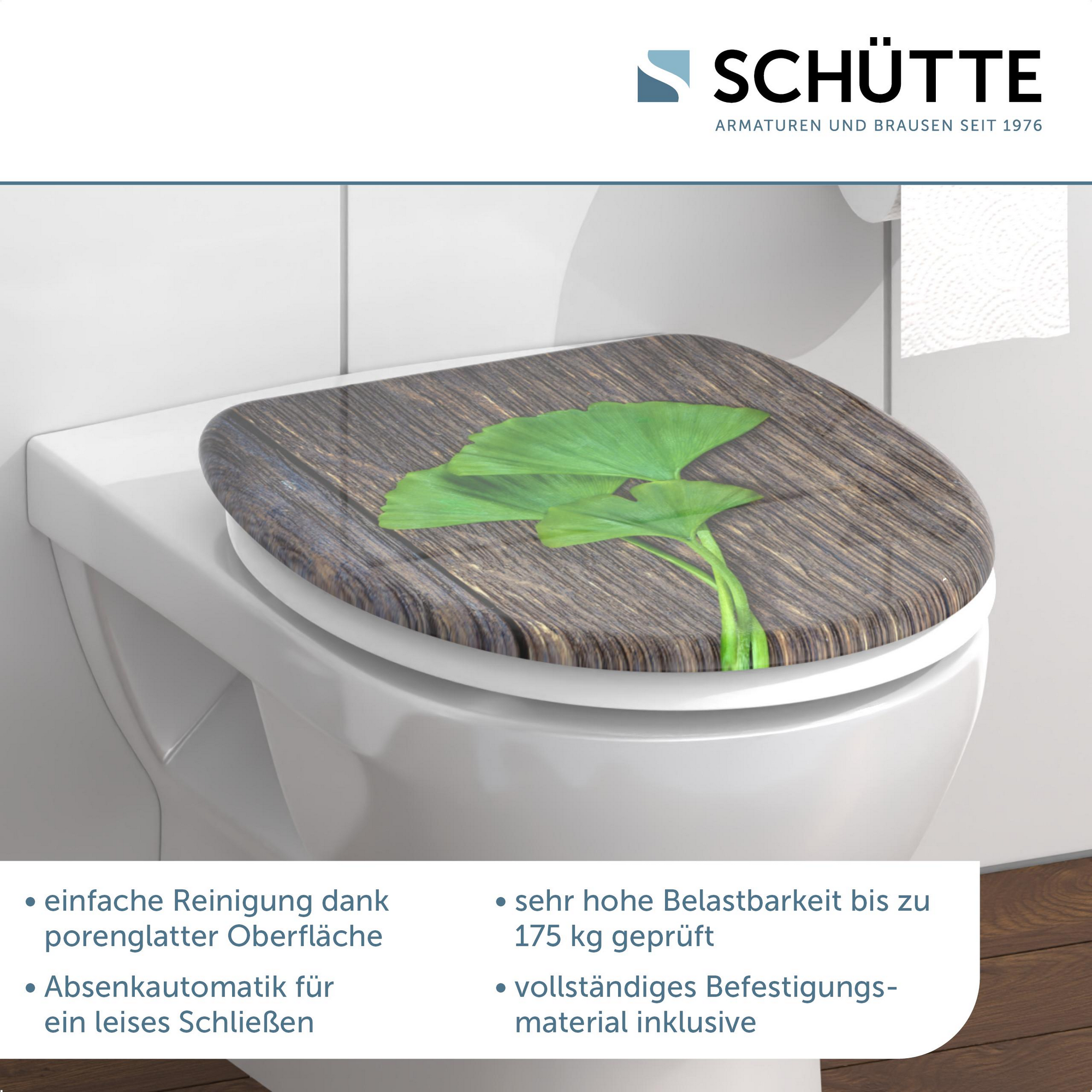 WC-Sitz 'Ginkgo and Wood' mit Absenkautomatik braun/grün 37,5 x 45 cm + product picture