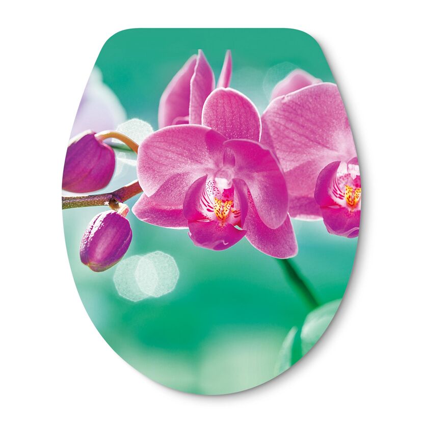WC-Sitz mit pinken Orchideen