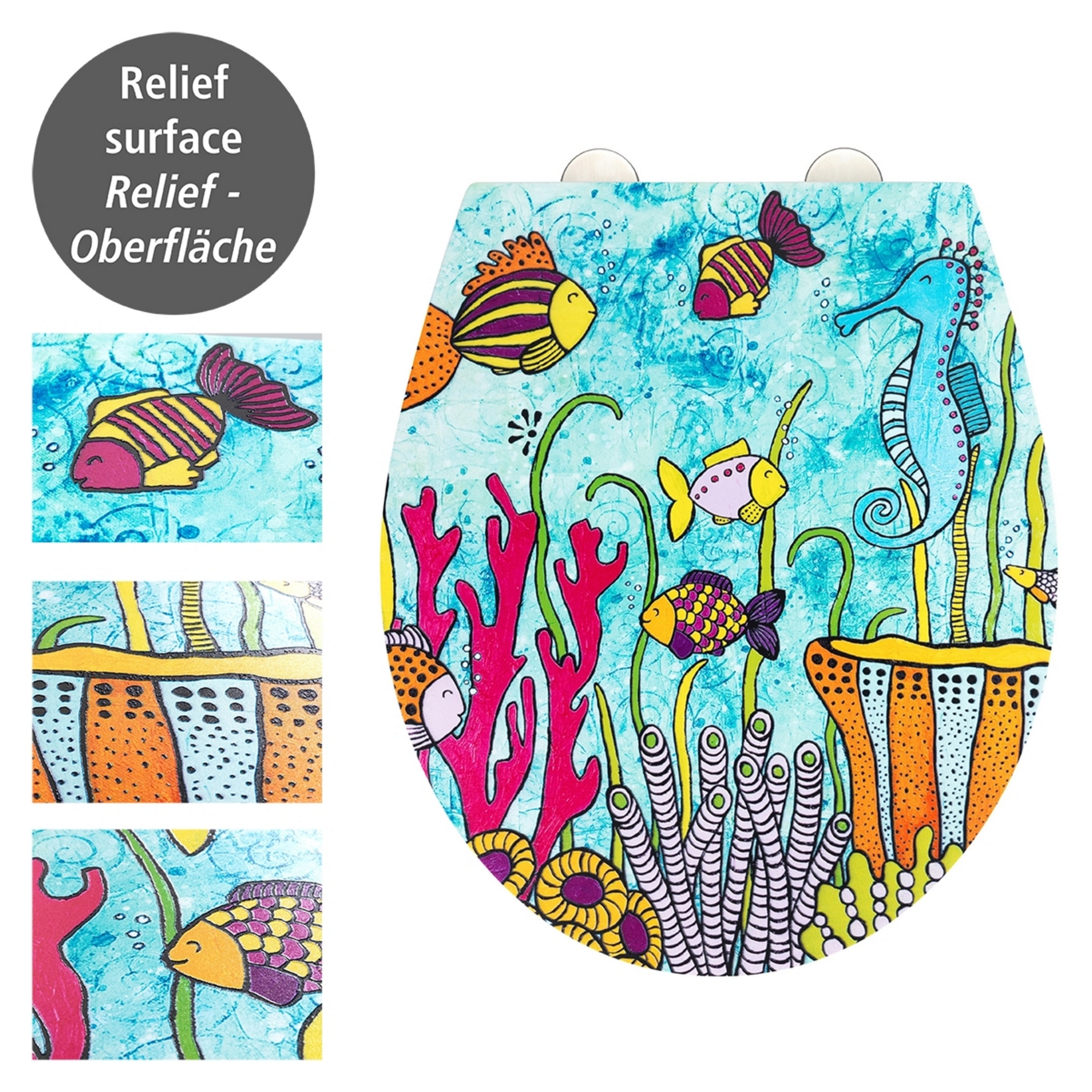 WC-Sitz 'Ocean Life' mehrfarbig Duroplast Absenkautomatik
