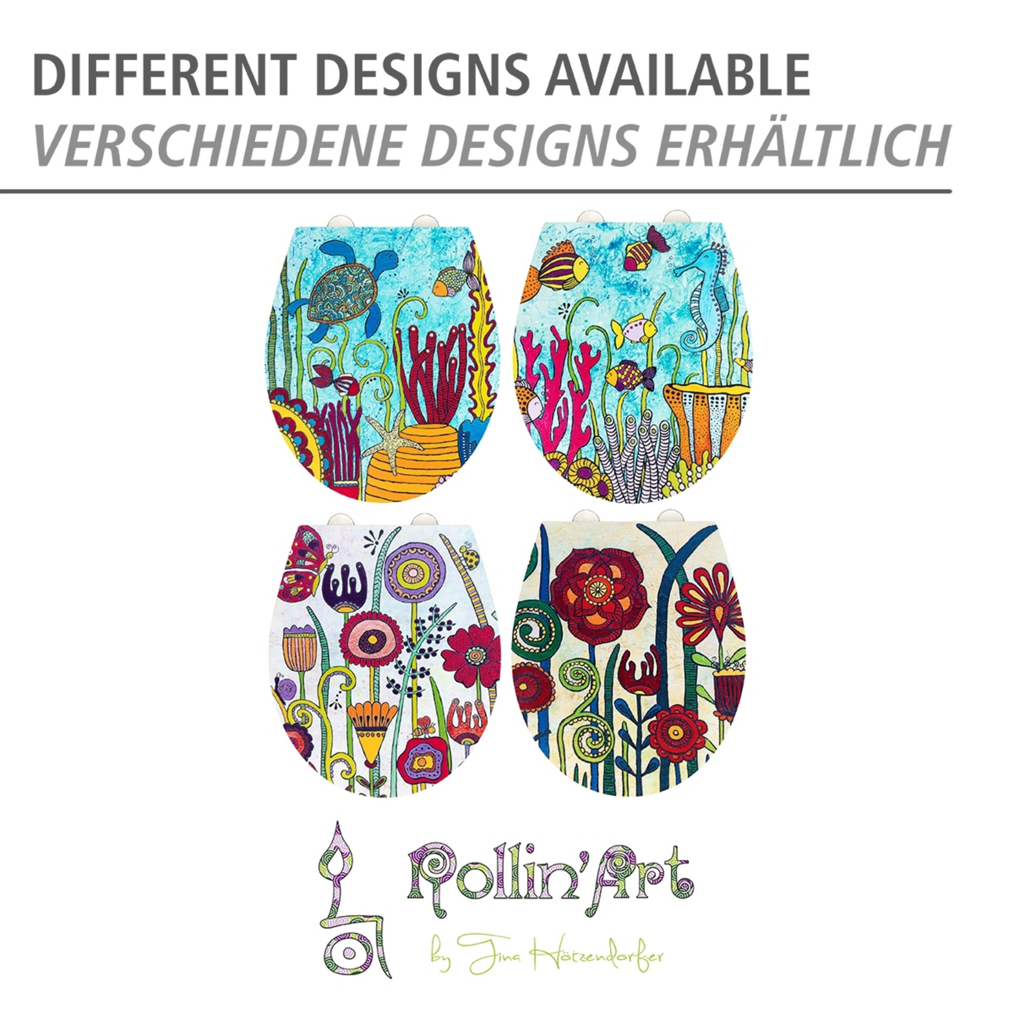 WC-Sitz 'Full Bloom' mehrfarbig Duroplast Absenkautomatik