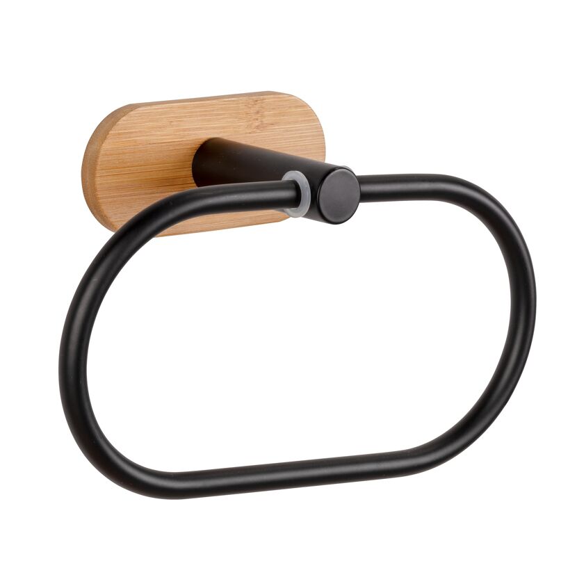 Handtuchring "Orea Bamboo" schwarz mit Bambus-Befestigung