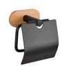 Schwarzer Toilettenpapierhalter mit Bambusabdeckung