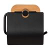 Schwarzer Toilettenpapierhalter mit Ablage aus Bambus
