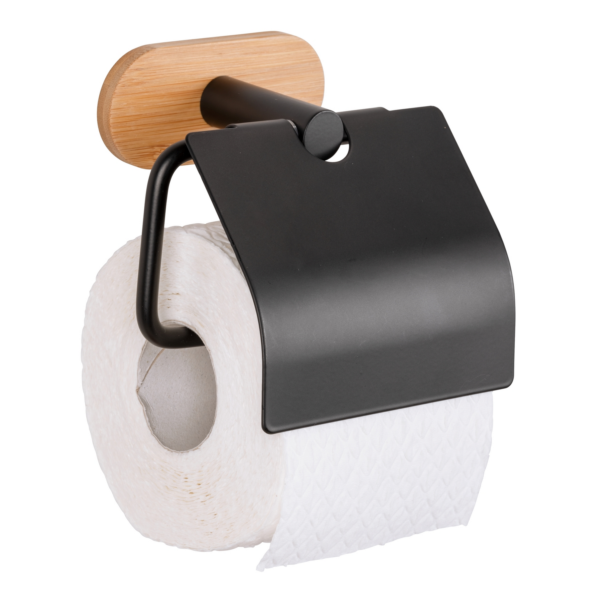 Toilettenpapierhalter 'Turbo-Loc Orea Bamboo' schwarz/bambus, mit Deckel + product picture