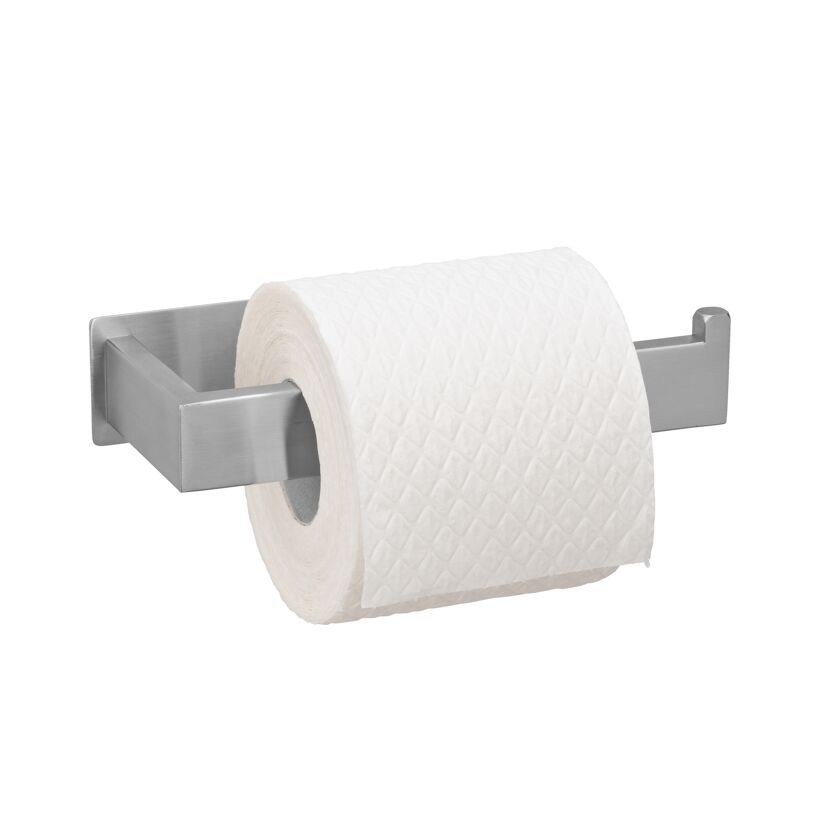 Toilettenpapier auf einem Rollenhalter aus Metall.