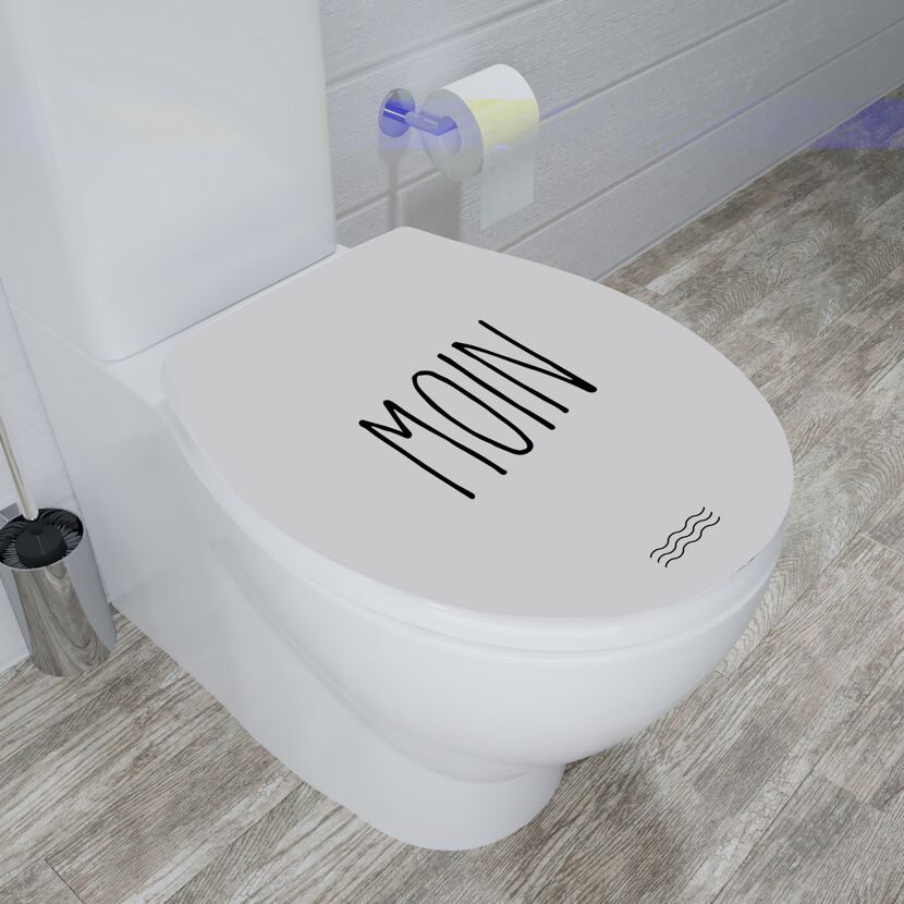 WC-Sitz mit dem Schriftzug "Moin"