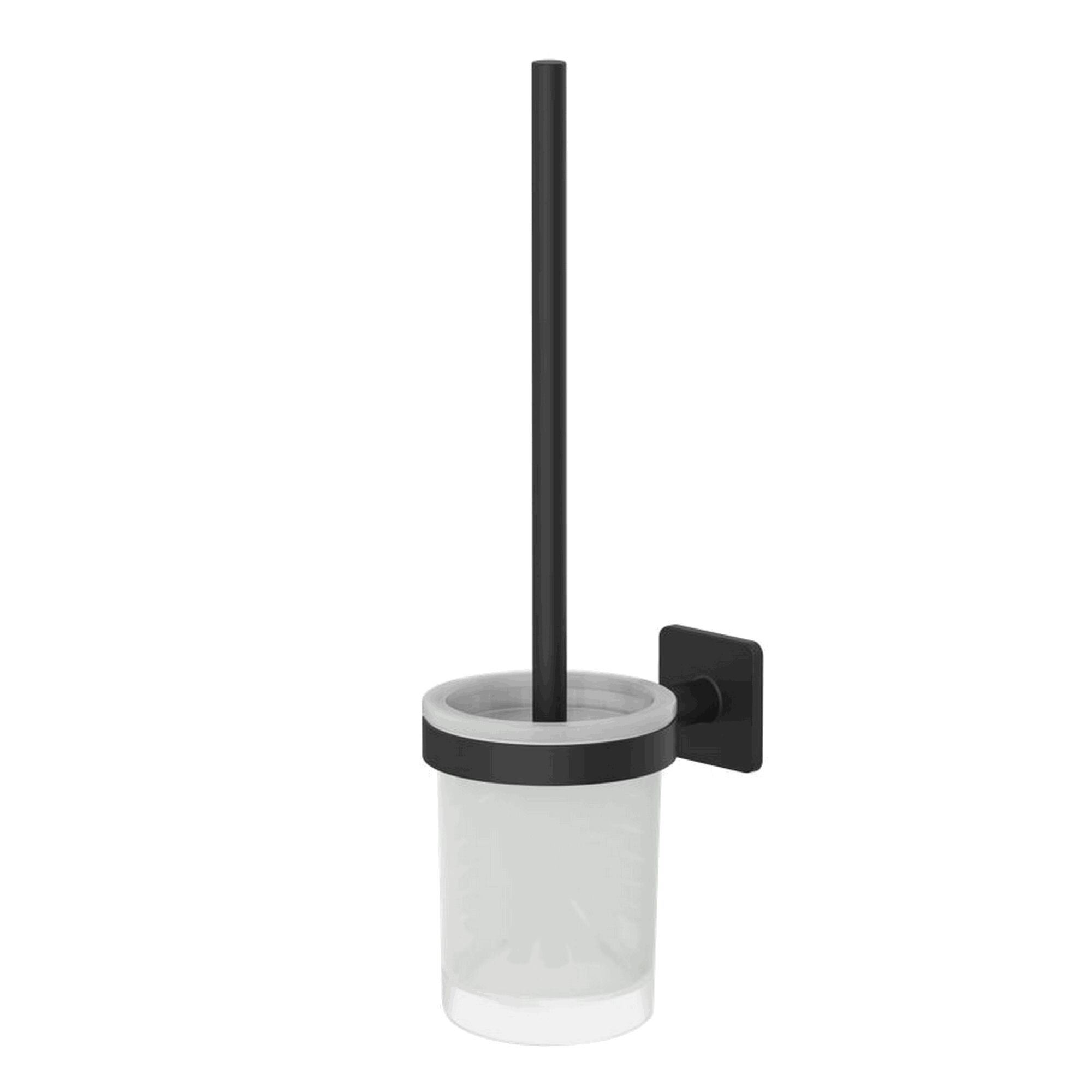 Schwarzer Toilettenbürstenhalter mit Glasbehälter