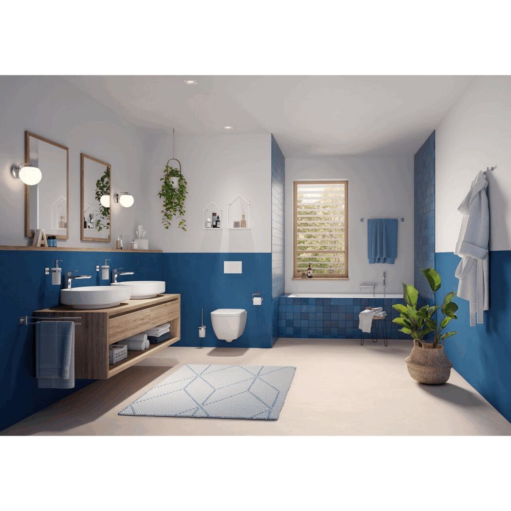 Modernes Badezimmer in Blau und Weiß