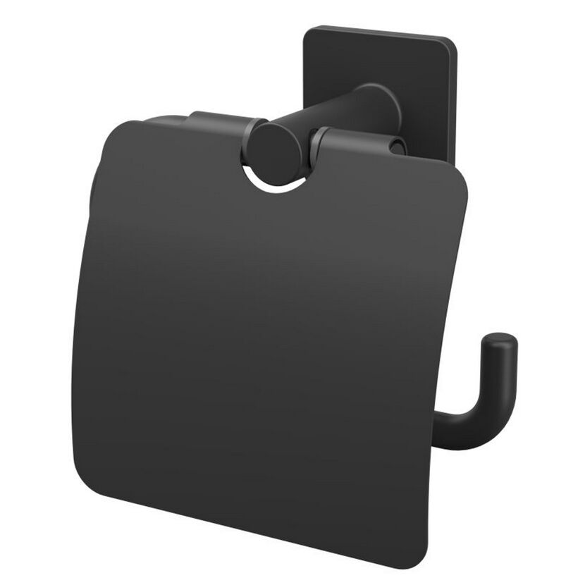 Schwarzer Toilettenpapierhalter Kova mit Deckel